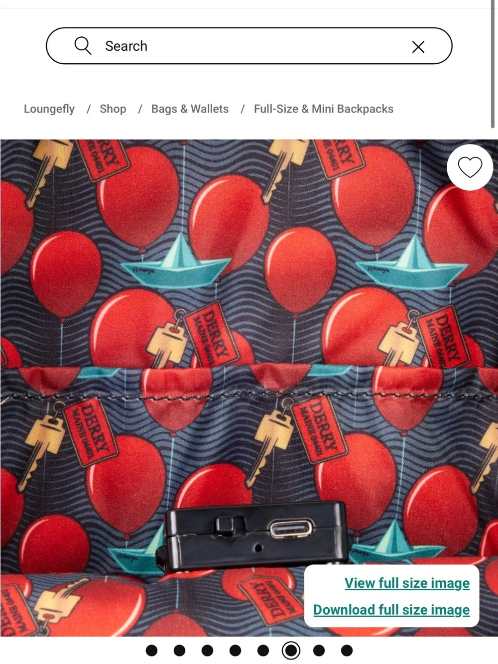 Loungefly IT Derby NEW Backpack Purse Bag Retails $109 Pennywise Baloons